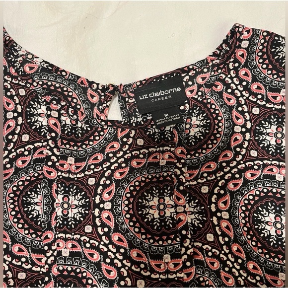 Liz Claiborne Black and Pink Patterned Blouse - Picture 3 of 6